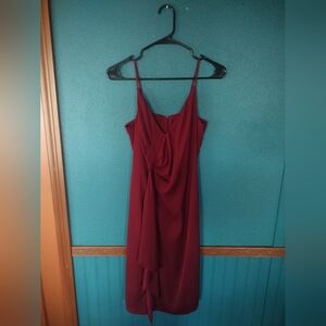 Vintage 90s Express Elegant Wine Red Sleeveless Whimsigoth Dress